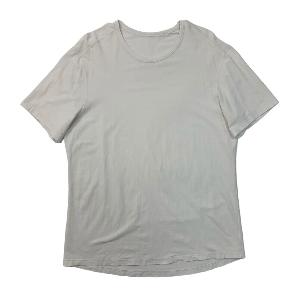 Lululemon T Shirt Mens XL Off White Short Sleeve Drop Cut Crew Training *READ